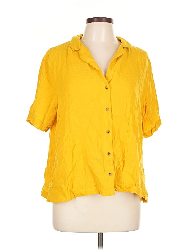 Pre-owned Old Navy Short Sleeve Blouse In Yellow