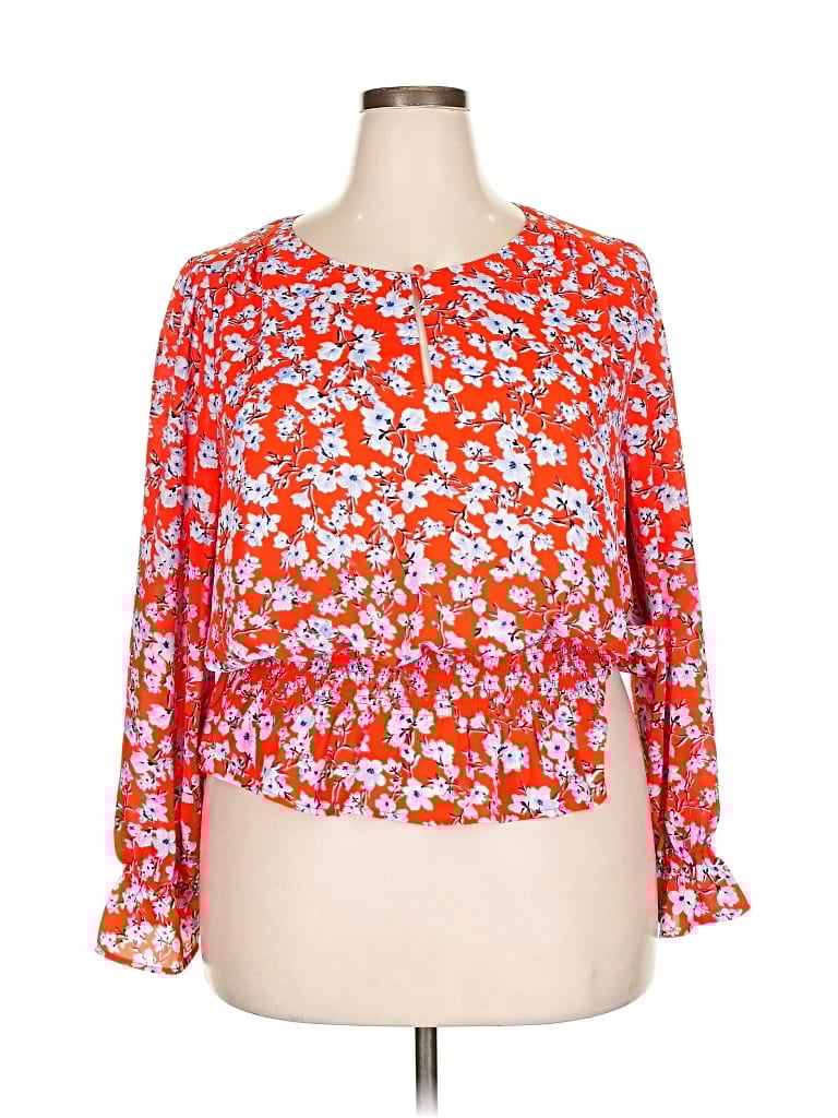 Pre-owned Ann Taylor 3/4 Sleeve Blouse In Orange