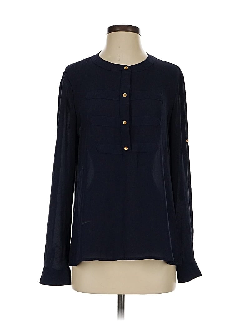 Pre-owned Banana Republic Long Sleeve Blouse In Blue