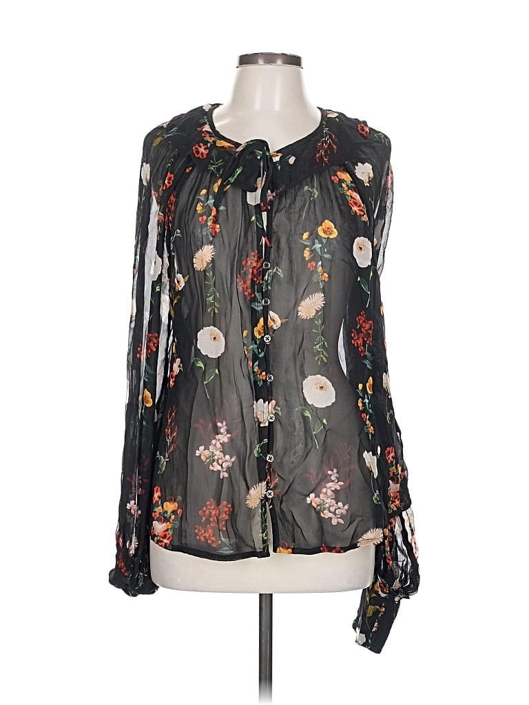 Pre-owned By Anthropologie Long Sleeve Blouse In Black