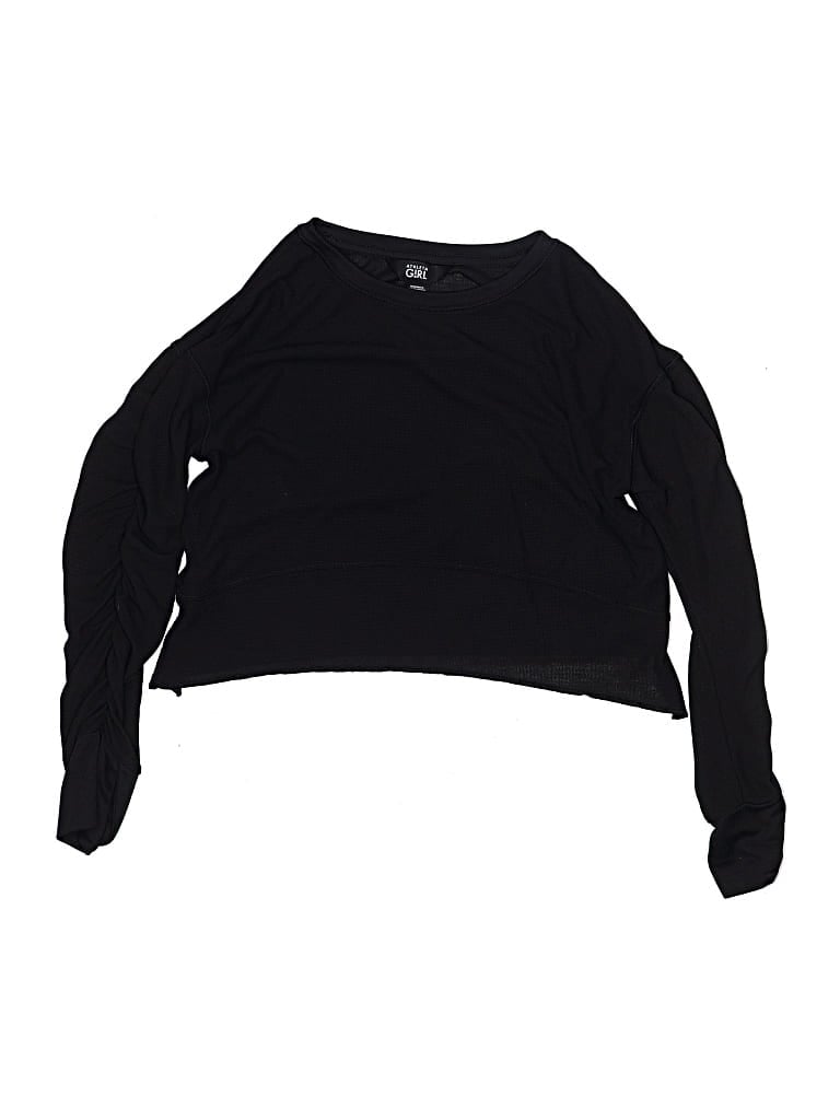 Pre-owned Athleta Girl Kids' Long Sleeve T-shirt In Black