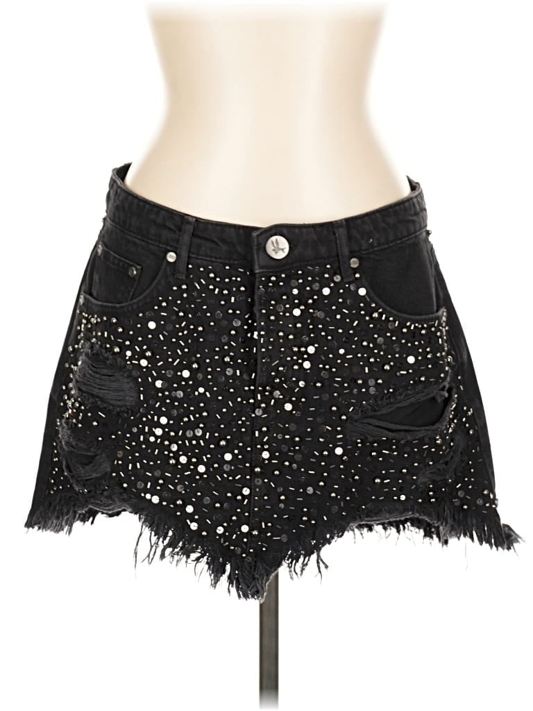 Pre-owned Oneteaspoon Denim Skirt In Black