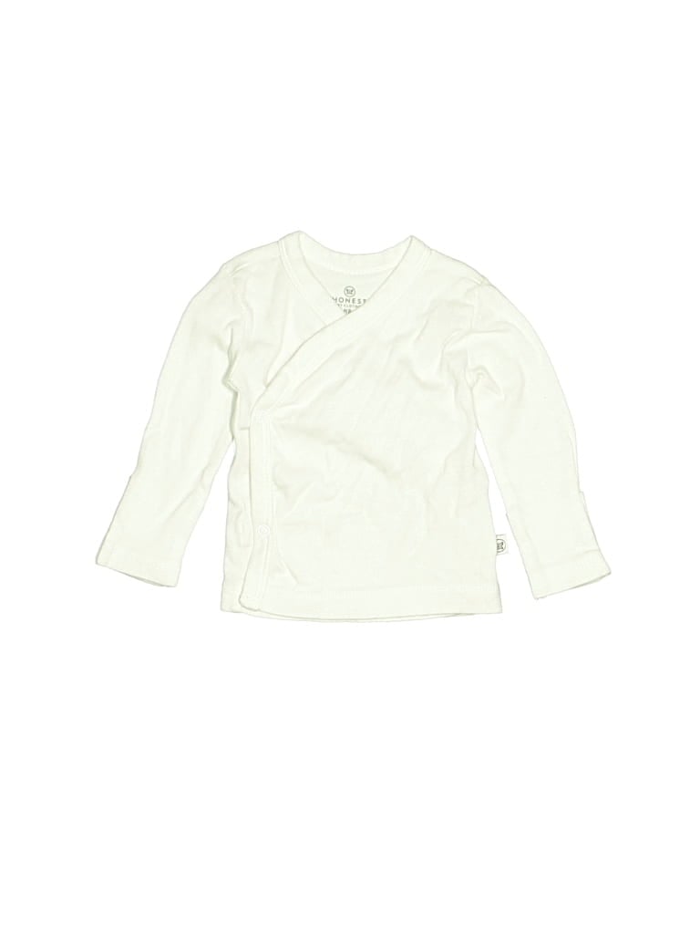 Pre-owned Honest Baby Clothing Babies' Long Sleeve Top Ivory Crew Neck Tops In White
