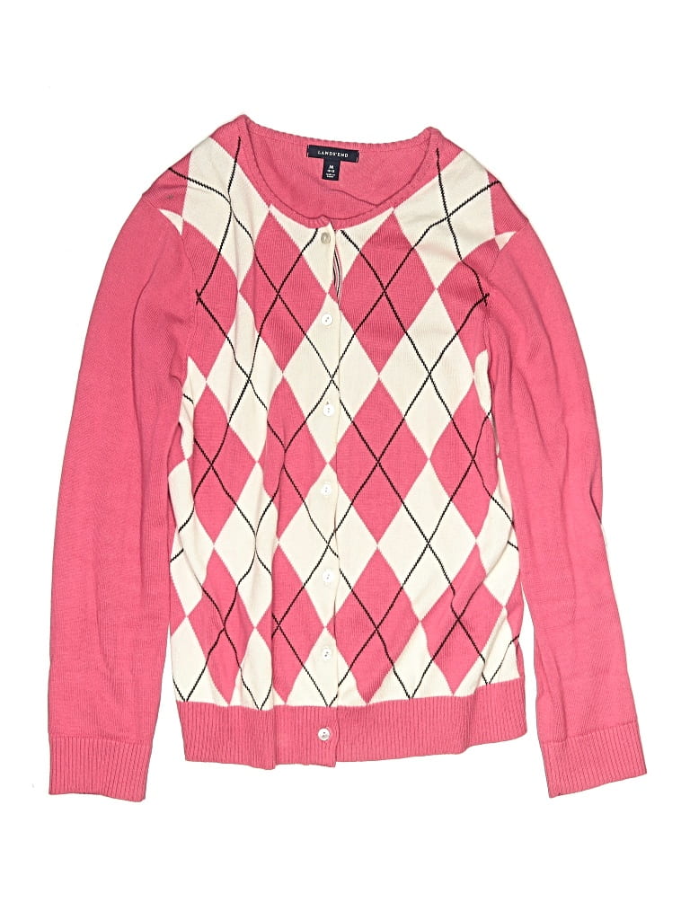 Pre-owned Lands' End Kids' Cardigan Sweater In Pink