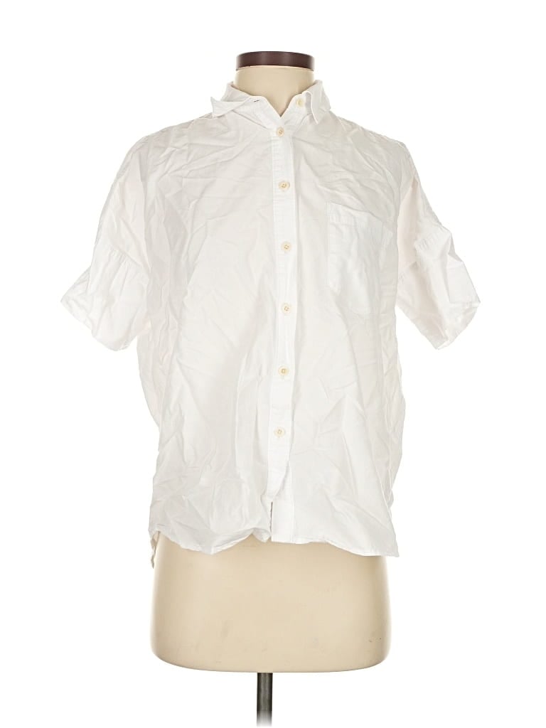Pre-owned Madewell Short Sleeve Blouse In White