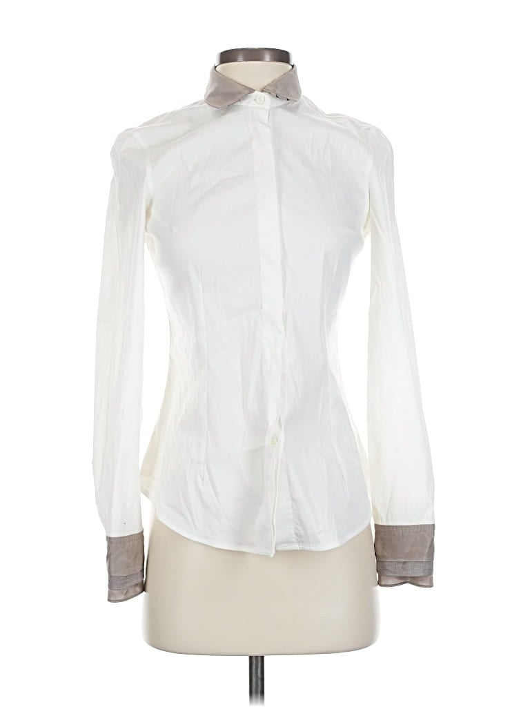 Pre-owned Brunello Cucinelli Long Sleeve Blouse In White