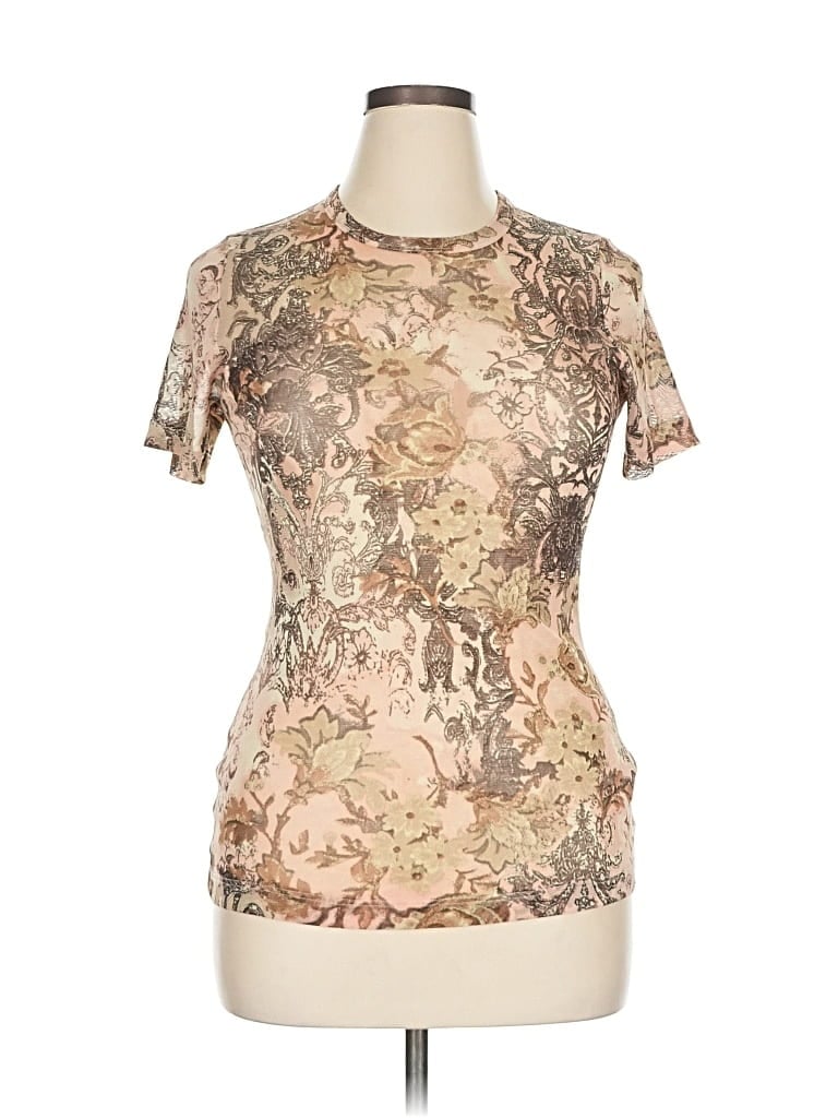 Pre-owned Karen Kane Short Sleeve T-shirt In Brown
