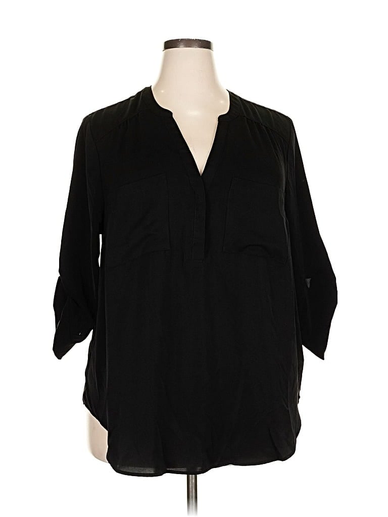Pre-owned Torrid 3/4 Sleeve Blouse In Black