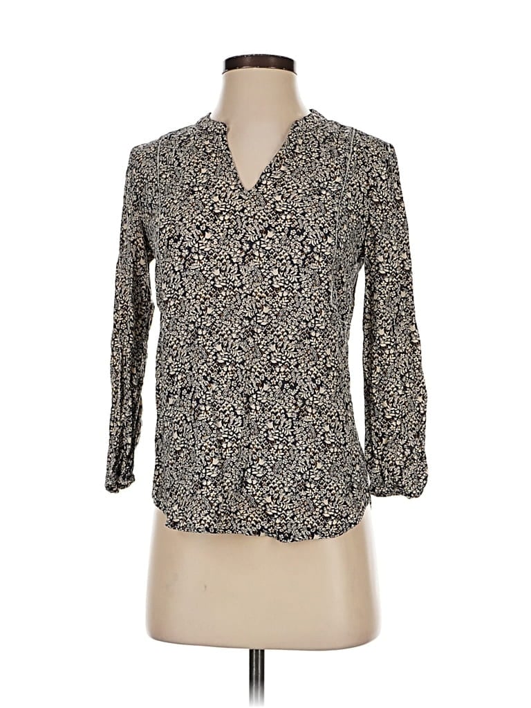 Pre-owned Lucky Brand 3/4 Sleeve Blouse In Gray