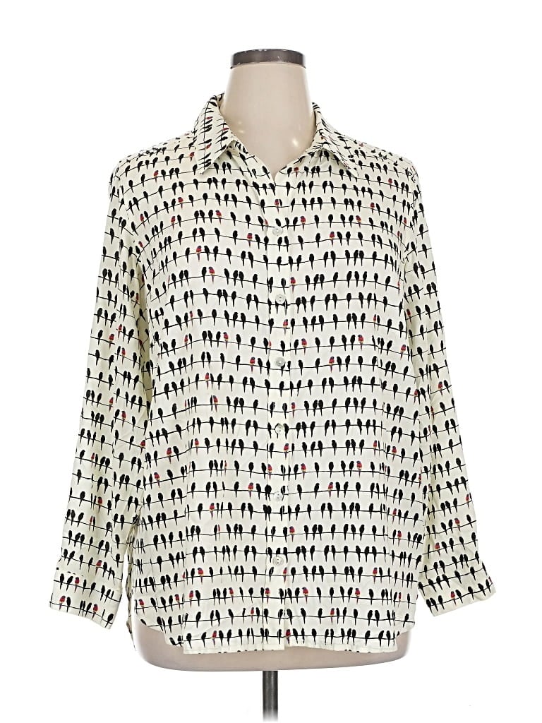 Pre-owned Jane And Delancey Long Sleeve Blouse In White