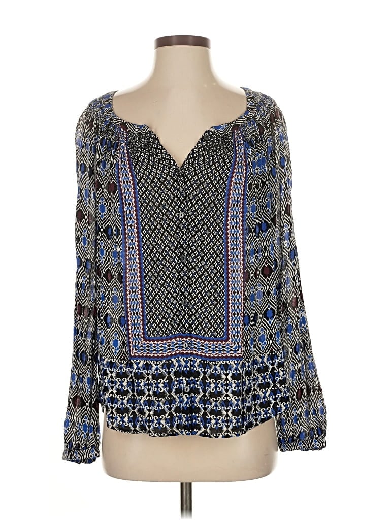 Pre-owned Lucky Brand Long Sleeve Blouse In Blue
