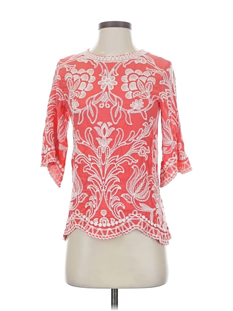 Pre-owned Solitaire 3/4 Sleeve Blouse In Red