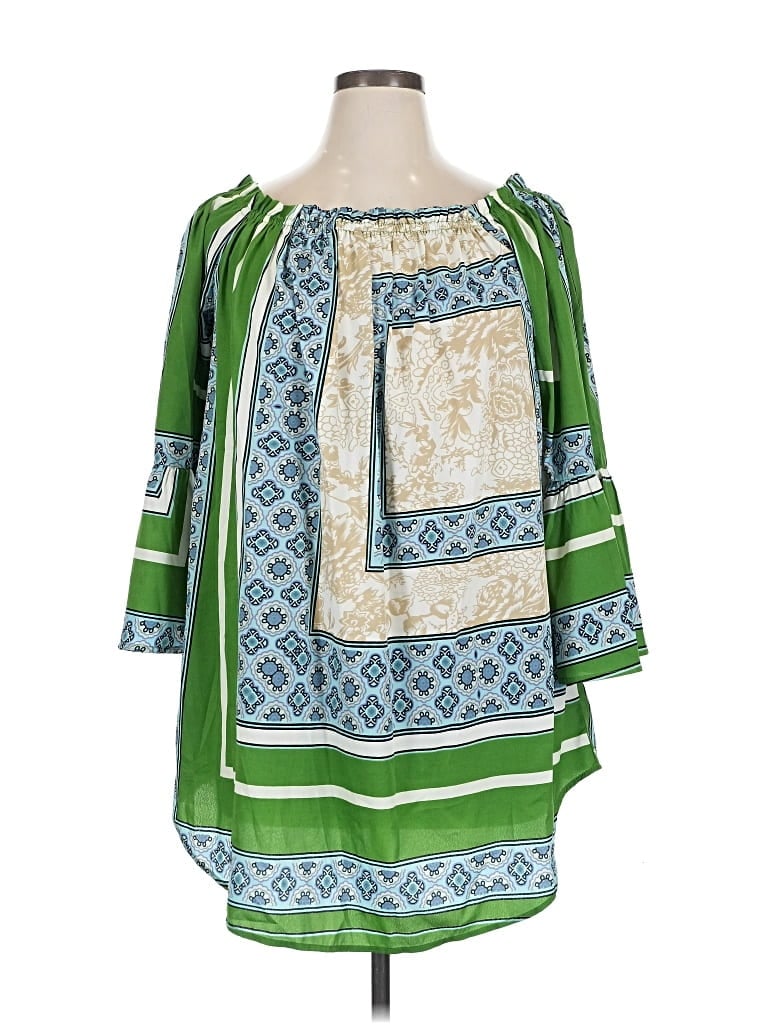 Pre-owned Boohoo 3/4 Sleeve Blouse In Green