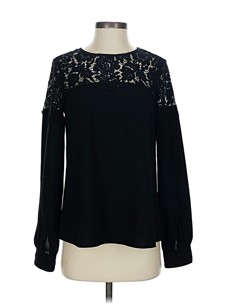 Pre-owned Lulus Long Sleeve Blouse In Black