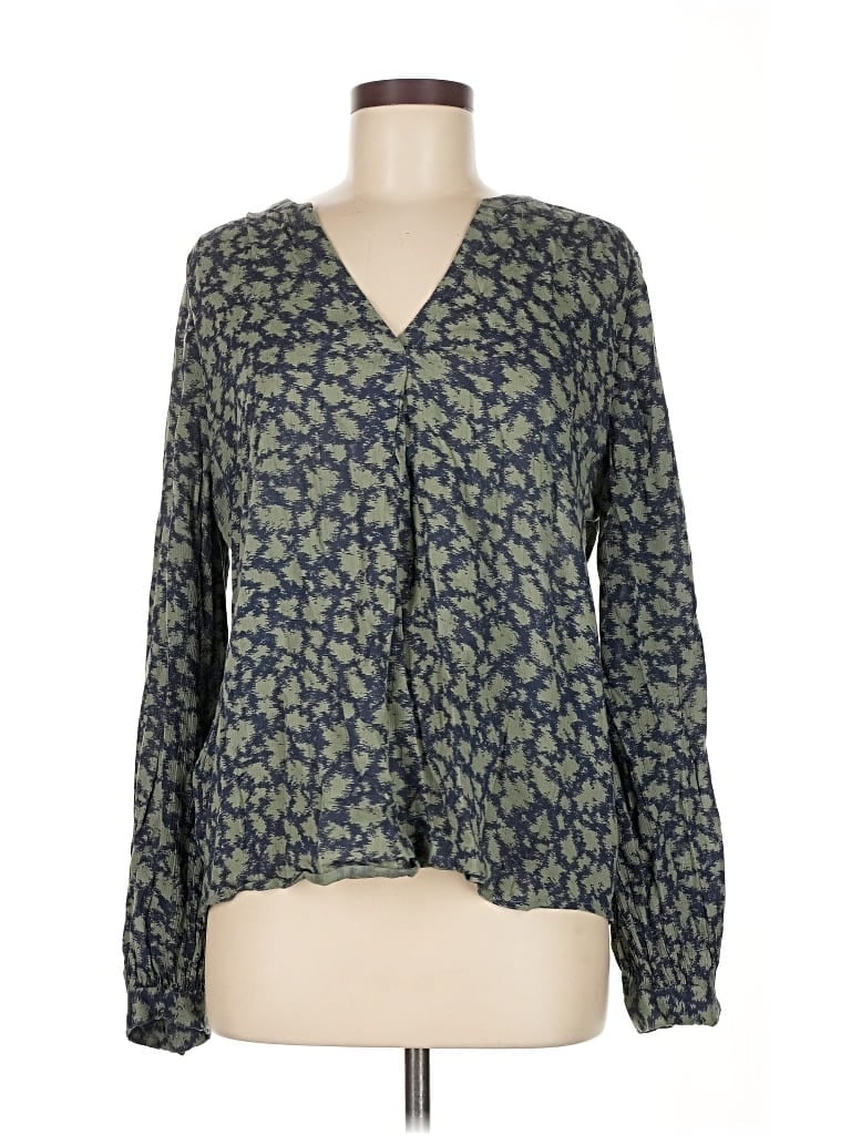 Pre-owned Caslon Long Sleeve Blouse In Green