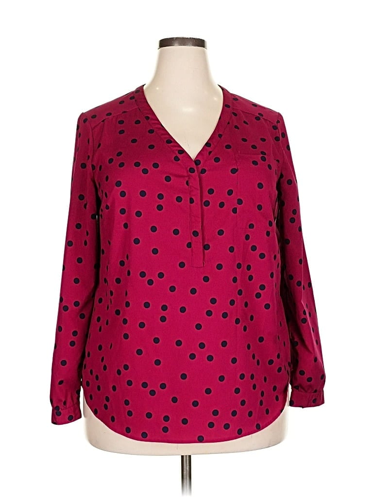 Pre-owned Merona Long Sleeve Blouse In Red