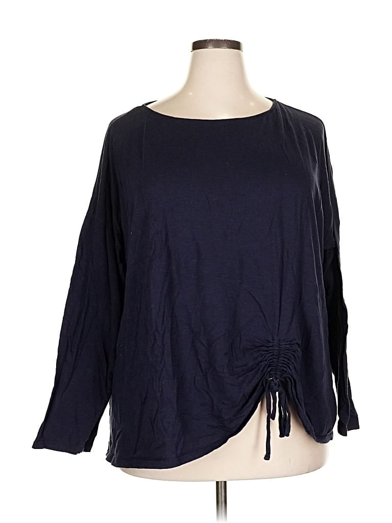 Pre-owned Lane Bryant 3/4 Sleeve Top Black Boatneck Tops