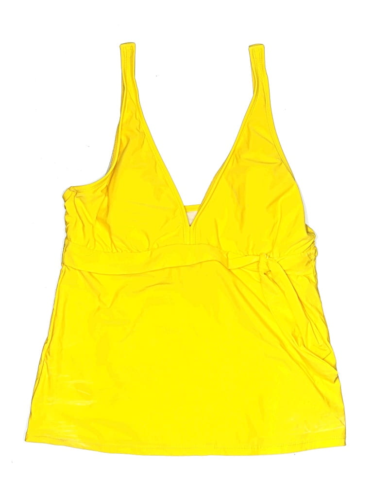 Pre-owned Alex Marie Swimsuit Top Yellow Solid Pattern Swimwear