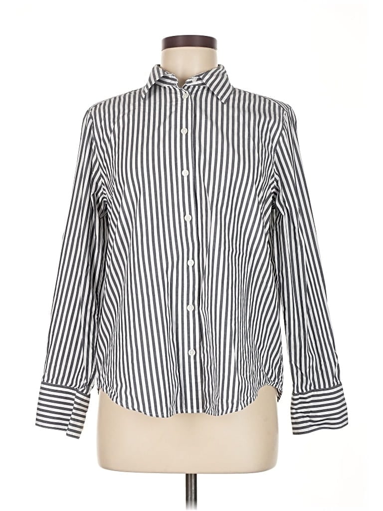 Pre-owned Banana Republic Long Sleeve Blouse In Silver