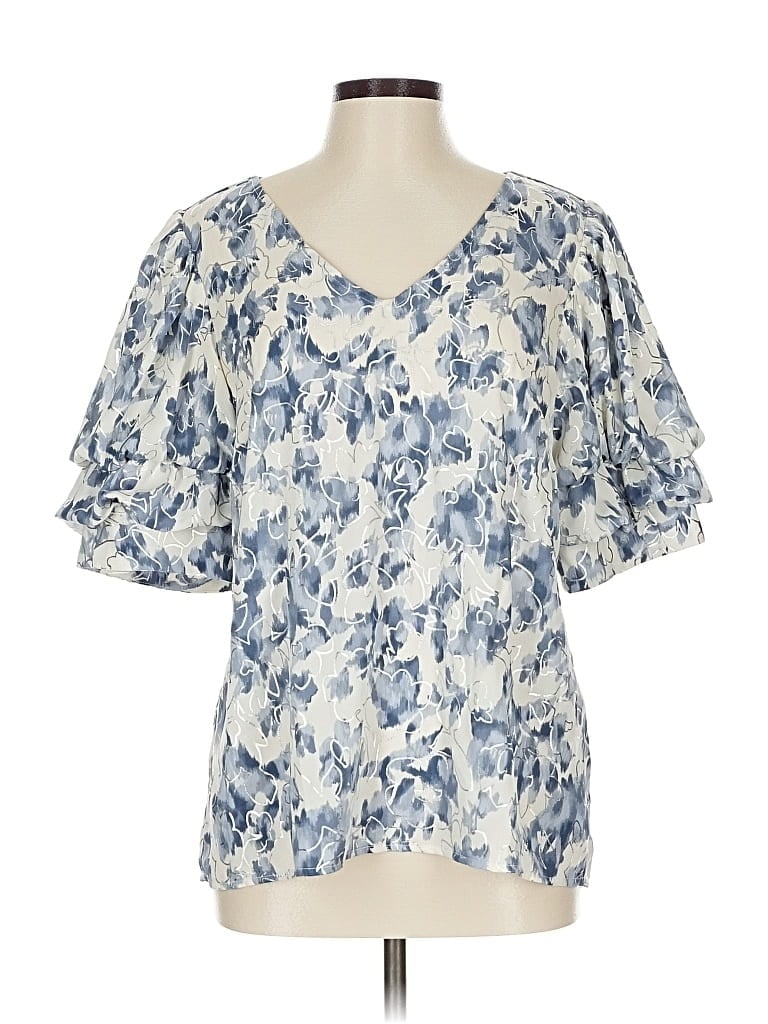 Pre-owned Sam & Jess Short Sleeve Blouse In Blue