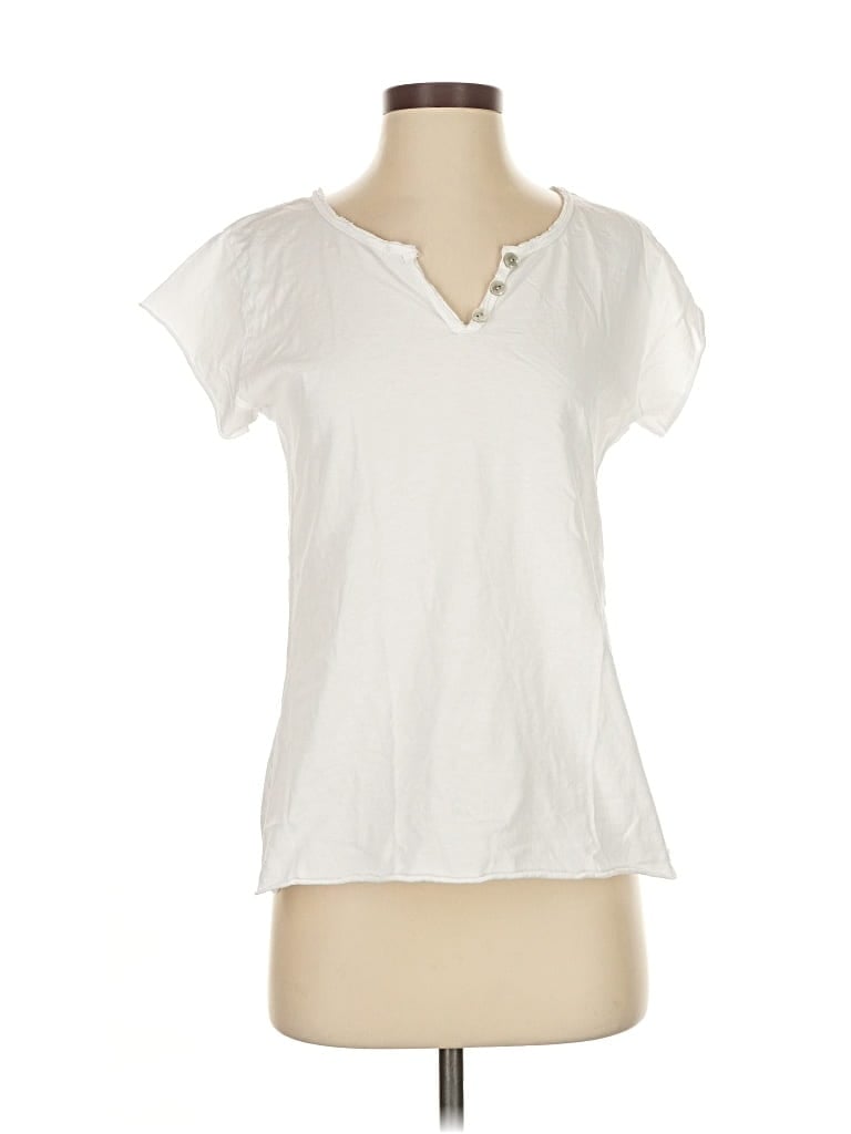 Pre-owned Unbranded Short Sleeve Henley Shirt In White