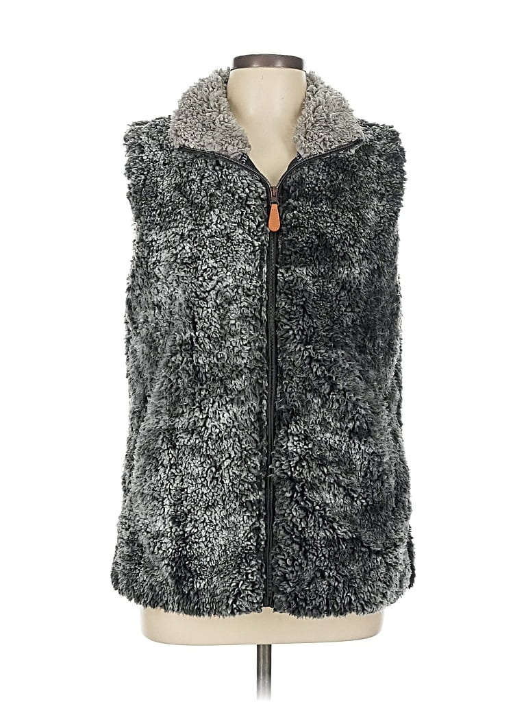 Pre-owned Simply Southern Faux Fur Vest In Gray