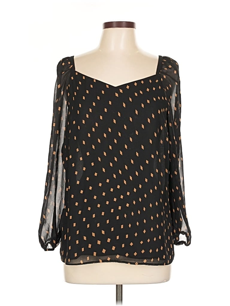 Pre-owned Ann Taylor Long Sleeve Blouse In Black