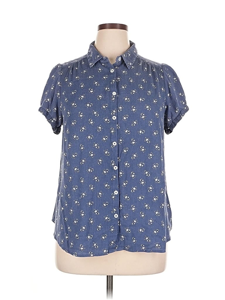 Pre-owned Modcloth Short Sleeve Blouse In Blue