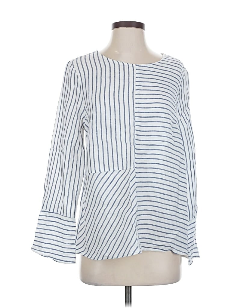 Pre-owned Neiman Marcus Long Sleeve Blouse In Blue