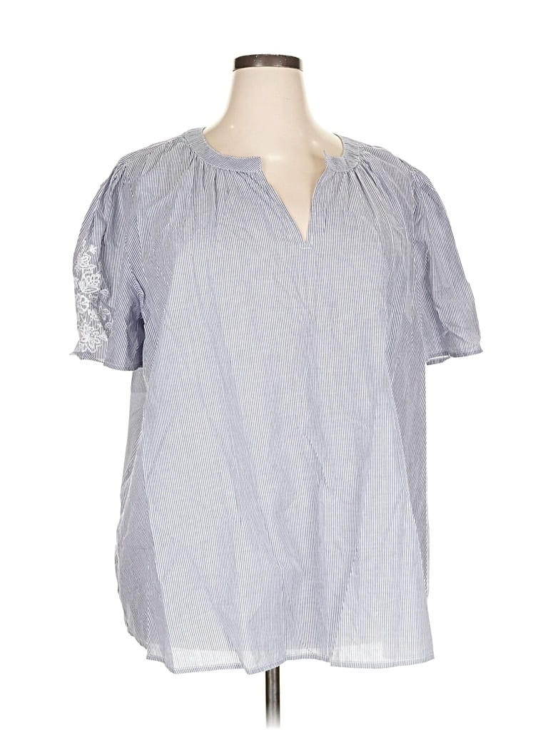 Lane Bryant Short Sleeve Blouse In Gray