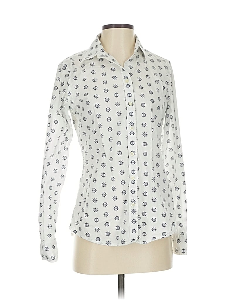 Pre-owned Banana Republic Long Sleeve Blouse In White