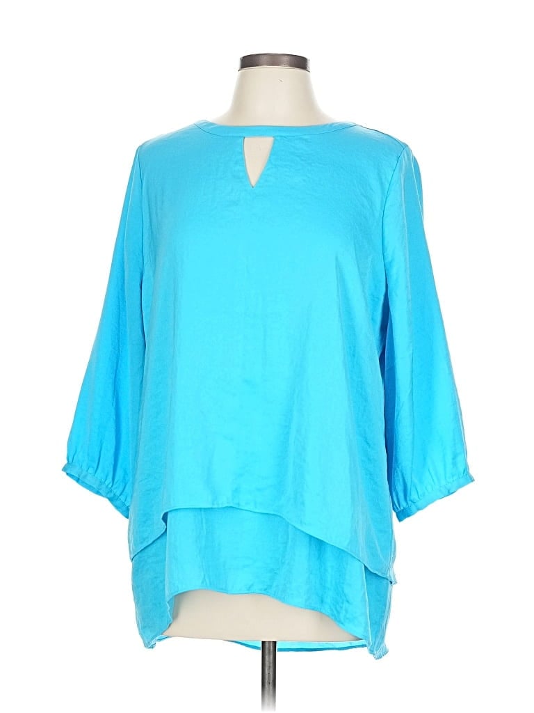 Pre-owned Chico's 3/4 Sleeve T-shirt In Blue