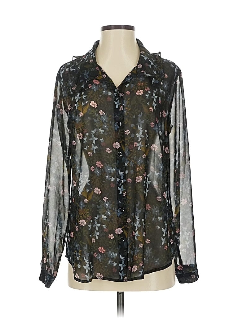Pre-owned Cabi Long Sleeve Blouse In Black