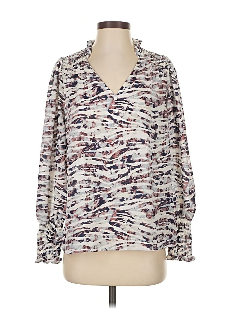 Pre-owned Cooper & Ella Long Sleeve Polo Shirt In White