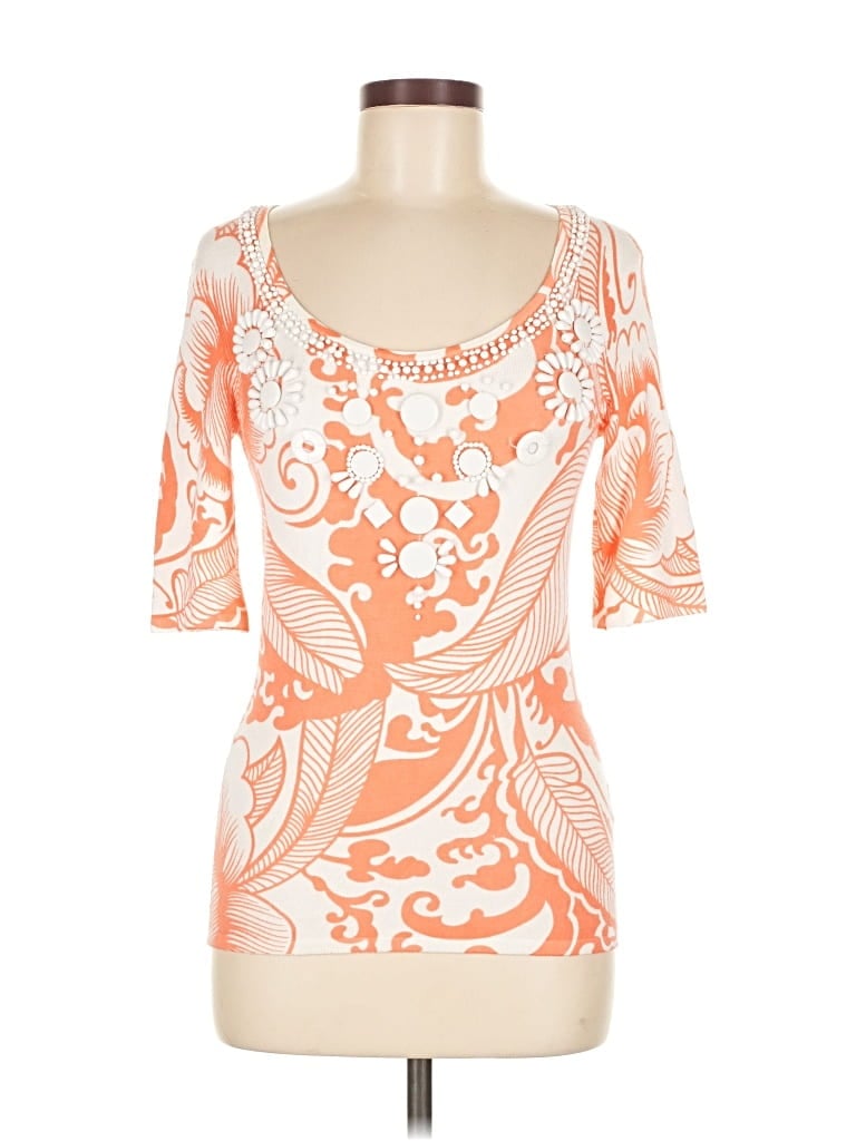 Pre-owned Caché 3/4 Sleeve T-shirt In Orange