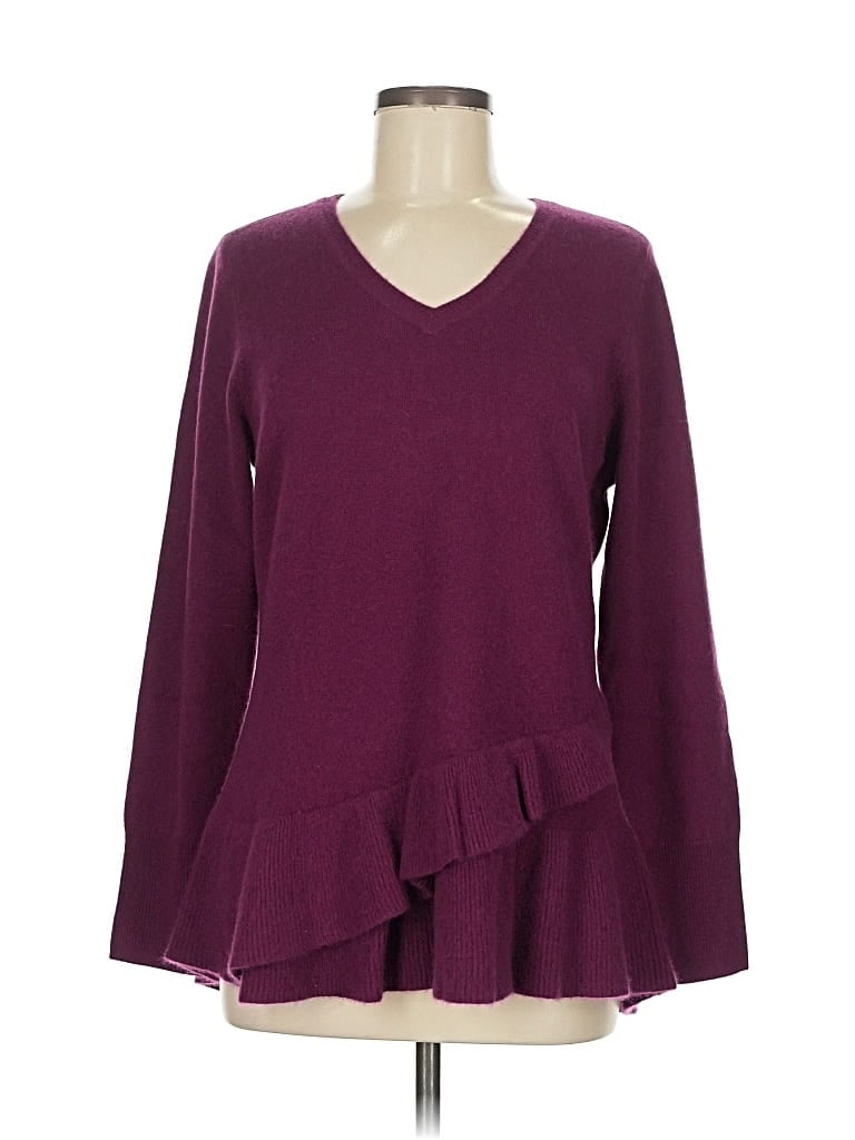 Pre-owned Isaac Mizrahi Live Cashmere Pullover Sweater In Burgundy