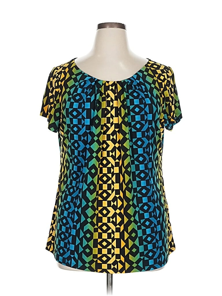 Pre-owned Worthington Short Sleeve Blouse In Blue
