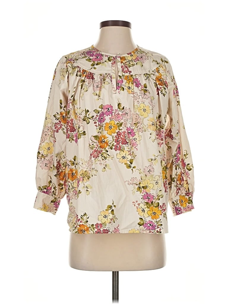 Pre-owned Johnny Was 3/4 Sleeve Blouse In White