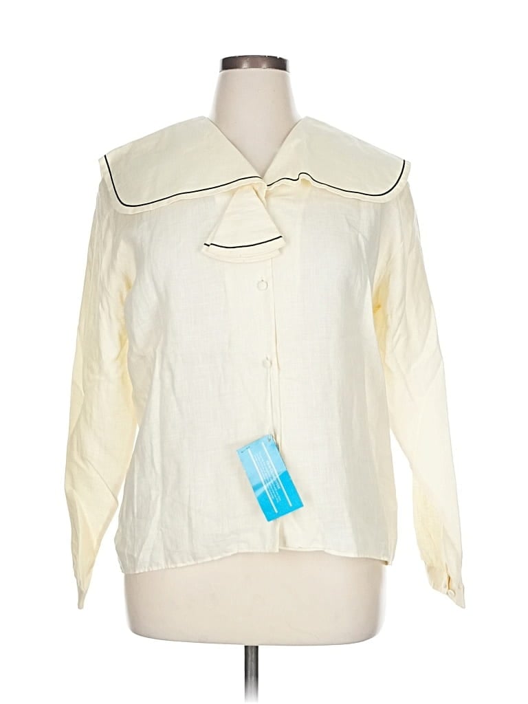 Pre-owned Lands' End Long Sleeve Blouse In White