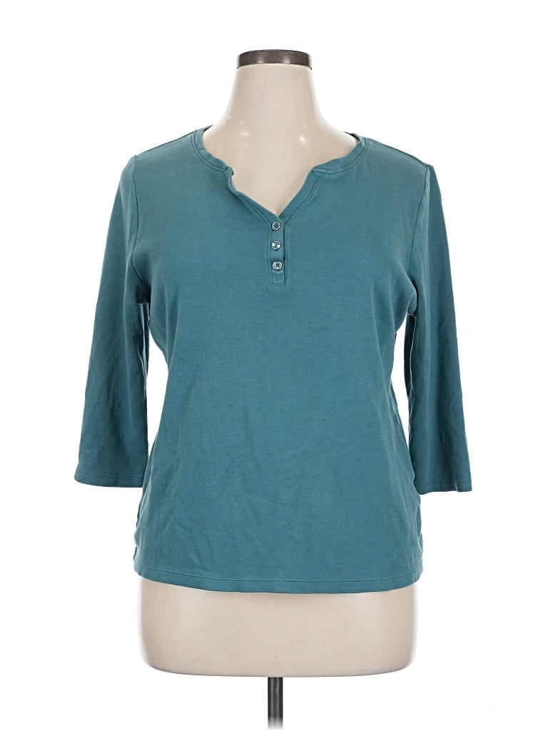 Pre-owned Karen Scott 3/4 Sleeve T-shirt In Blue