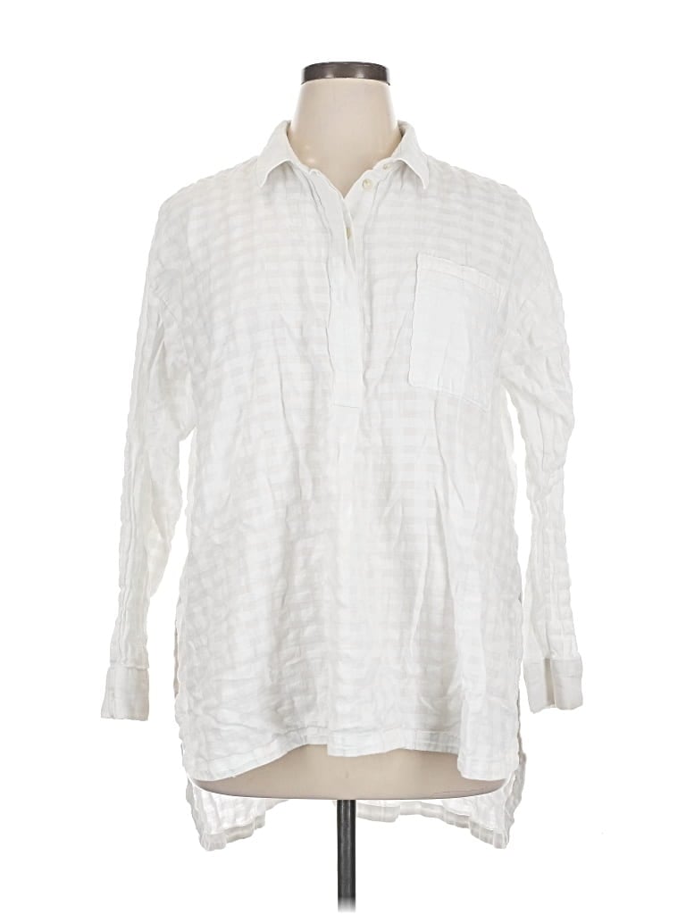 Pre-owned Maeve By Anthropologie Long Sleeve Blouse In White