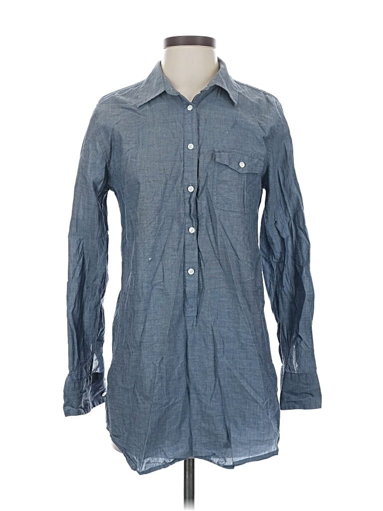 Pre-owned J.crew Factory Store Long Sleeve Button Down Shirt In Blue