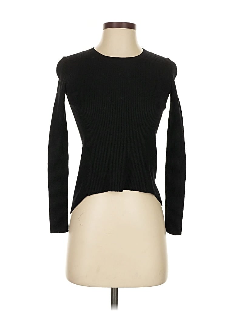 Pre-owned Theory Long Sleeve Top Black Boatneck Tops