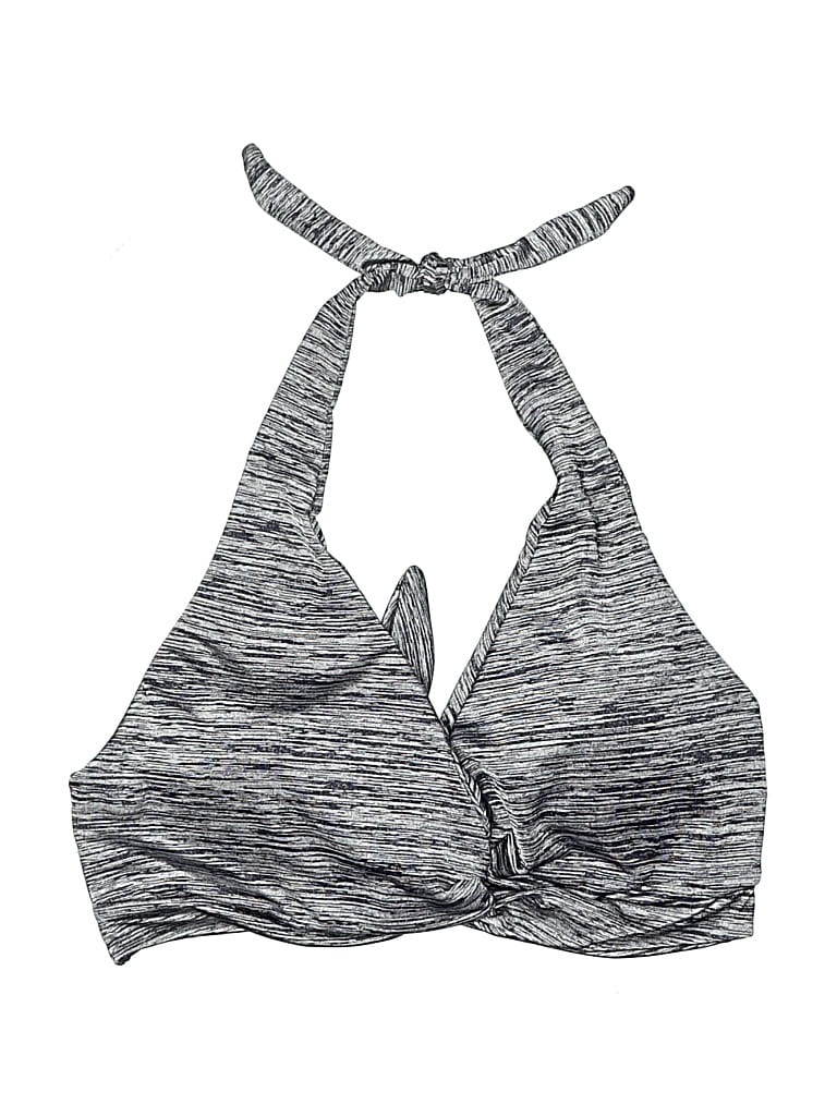 Pre-owned Jets By Jessika Allen Swimsuit Top Gray Tweed Pattern Swimwear