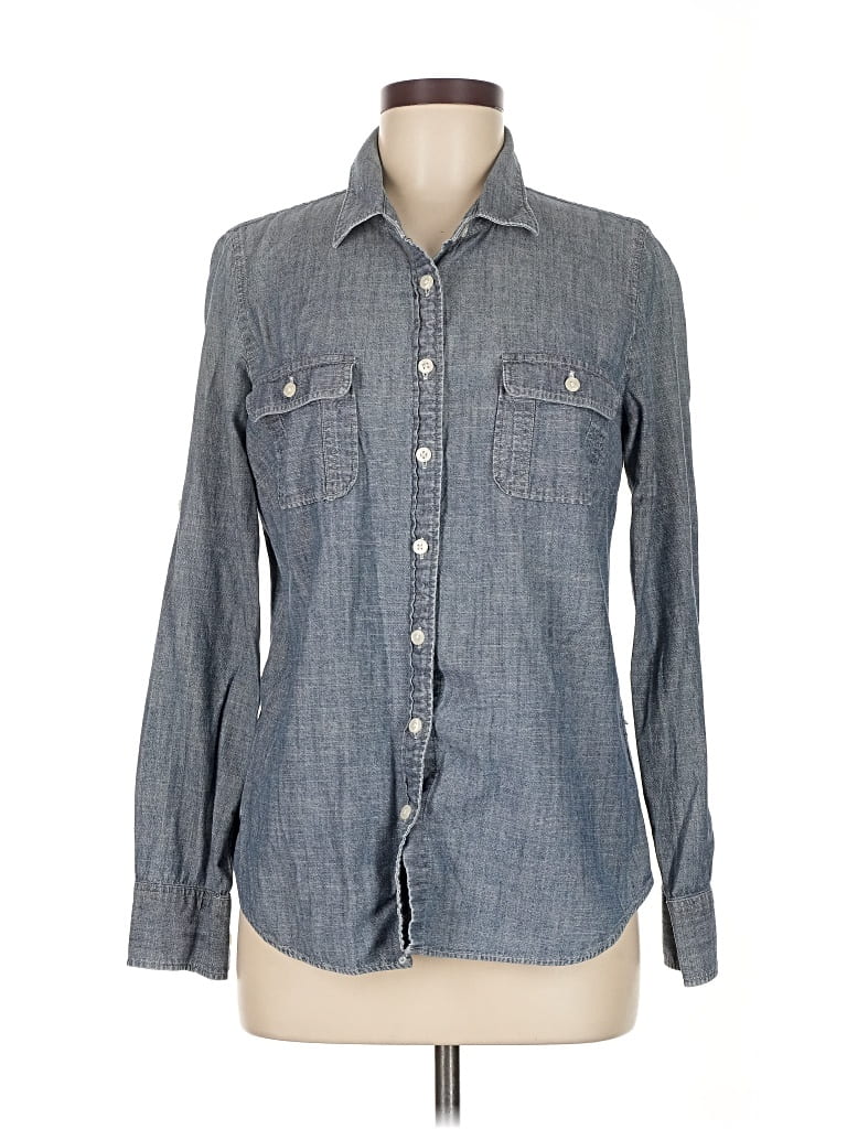 Pre-owned J.crew Factory Store Long Sleeve Button Down Shirt In Gray
