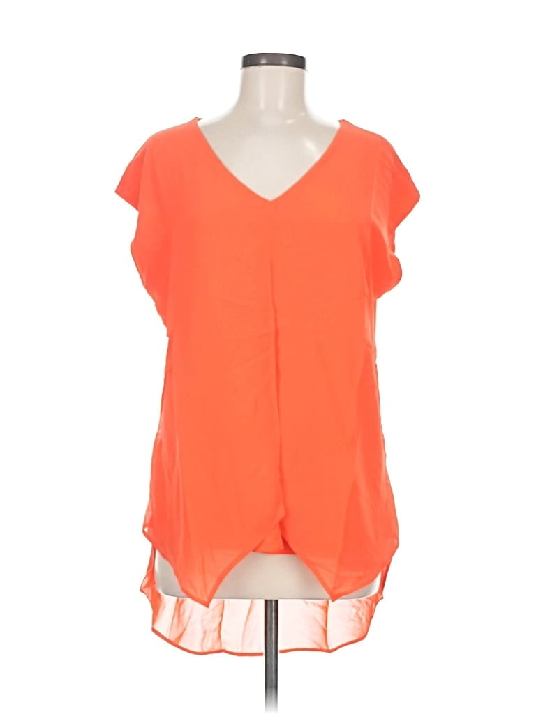 Pre-owned August Silk Short Sleeve Blouse In Orange