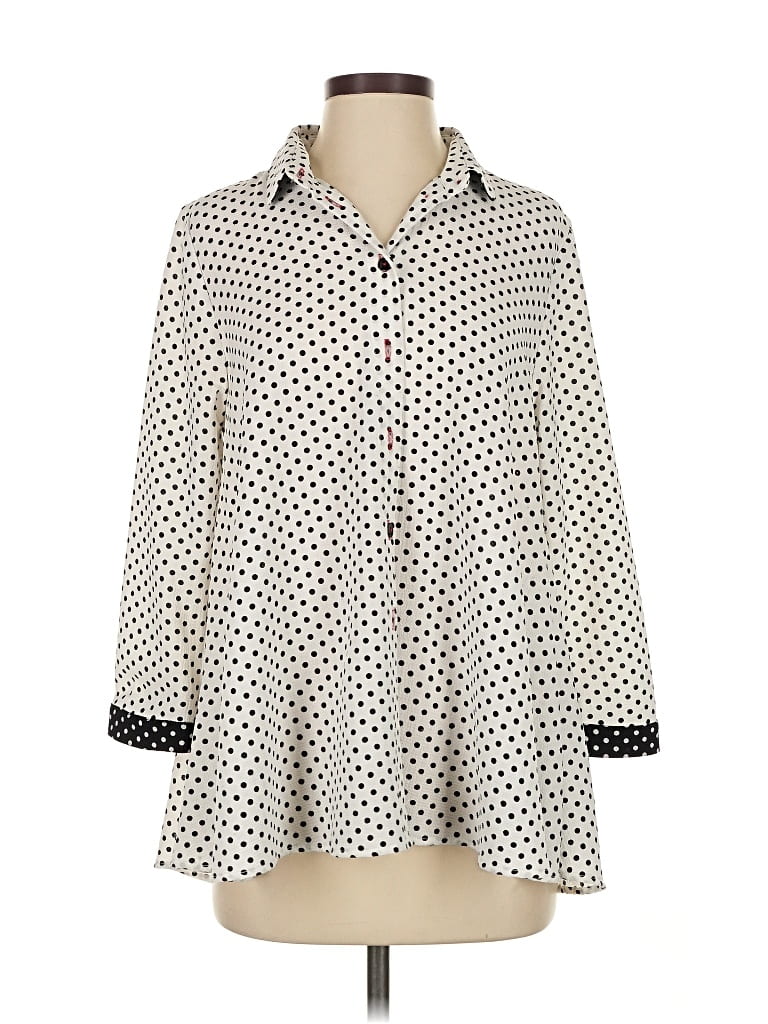 Pre-owned Potter's Pot 3/4 Sleeve Blouse In White