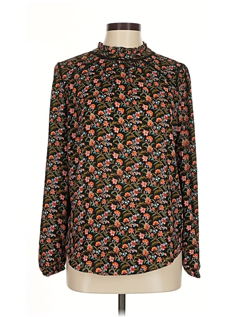 Pre-owned Ann Taylor Loft Long Sleeve Blouse In Black