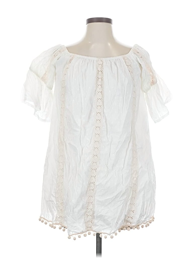 Pre-owned Tularosa Short Sleeve Blouse In White