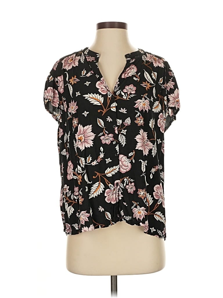 Pre-owned Old Navy Short Sleeve Blouse In Black